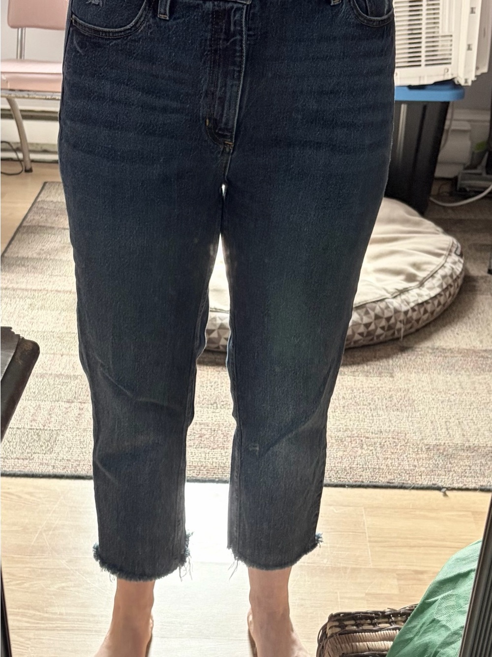 Guess Dark Blue Cropped Women's Jeans with Raw Hem